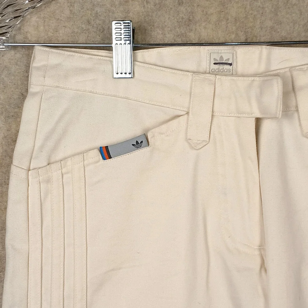 Adidas AGC002 All White Canvas Shorts 3 Stripe w/ Zipper 2005 12